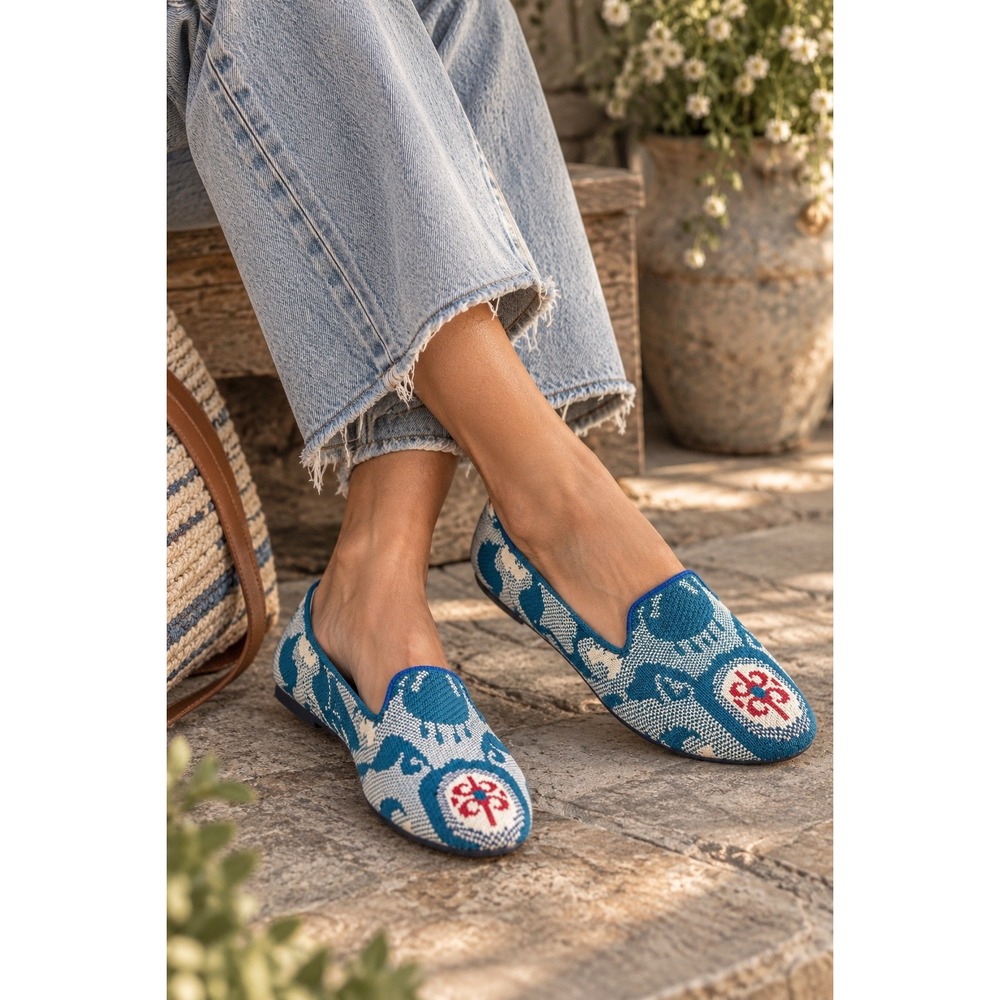 Rothy's The Loafer Moroccan Teal Size 9 Retired Knit Coastal Boho Flats